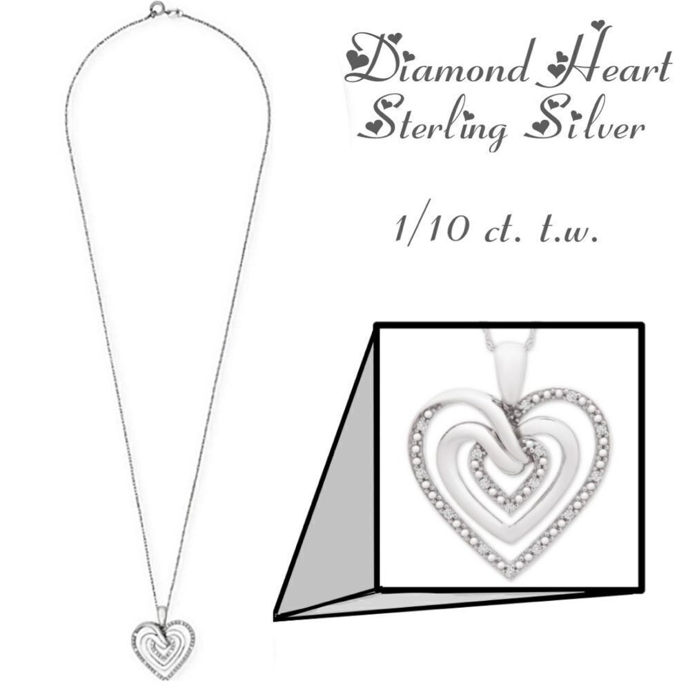 Diamond Multi-Heart Pendant 18” Silver Necklace